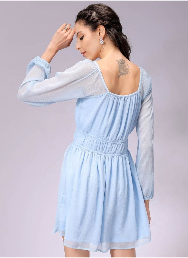 Women Fit and Flared Casual Solid Mini Dress