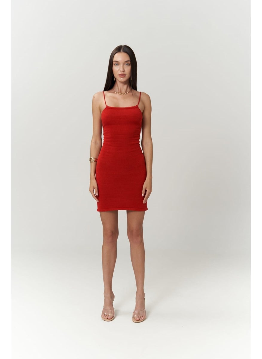 Sunrise Red Backless Short Knit Dress