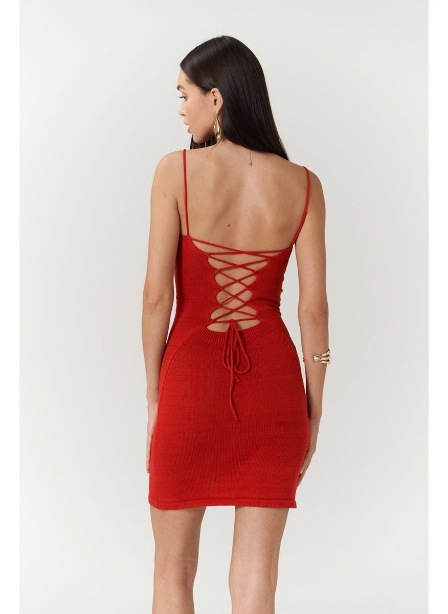 Sunrise Red Backless Short Knit Dress