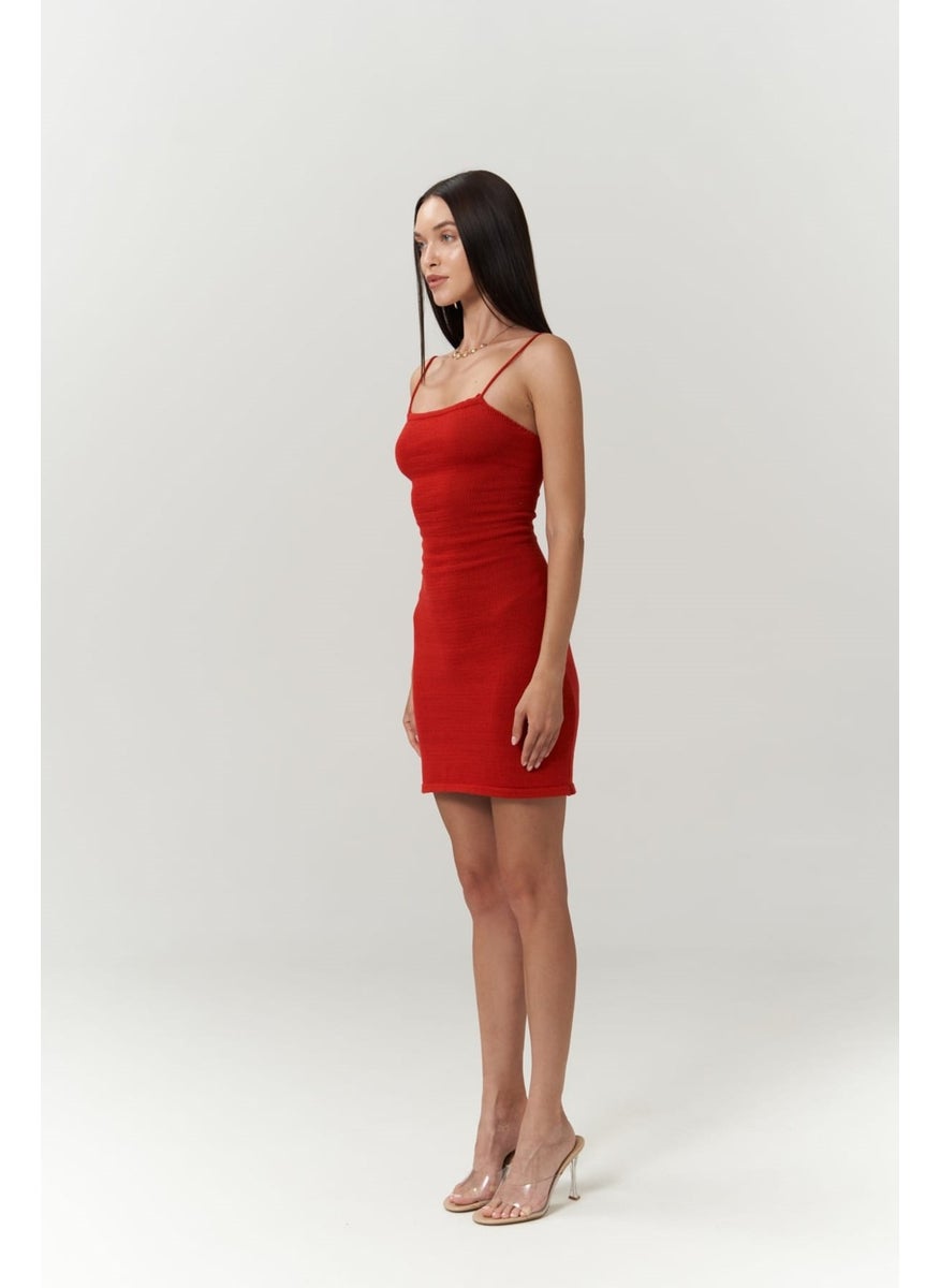 Sunrise Red Backless Short Knit Dress