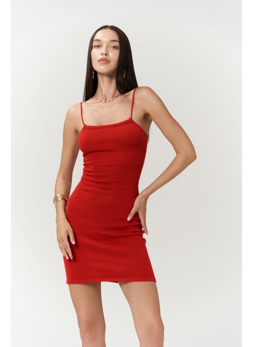 Sunrise Red Backless Short Knit Dress