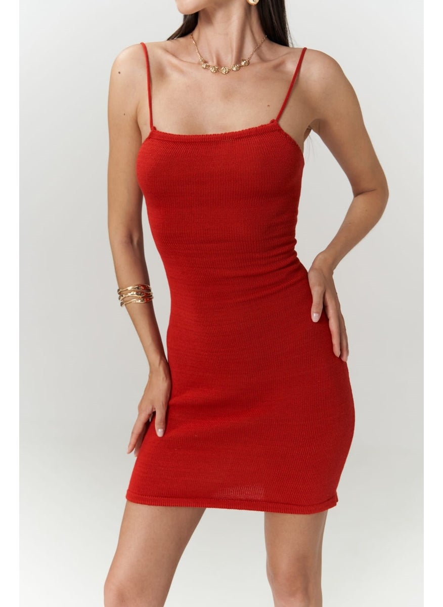 Sunrise Red Backless Short Knit Dress