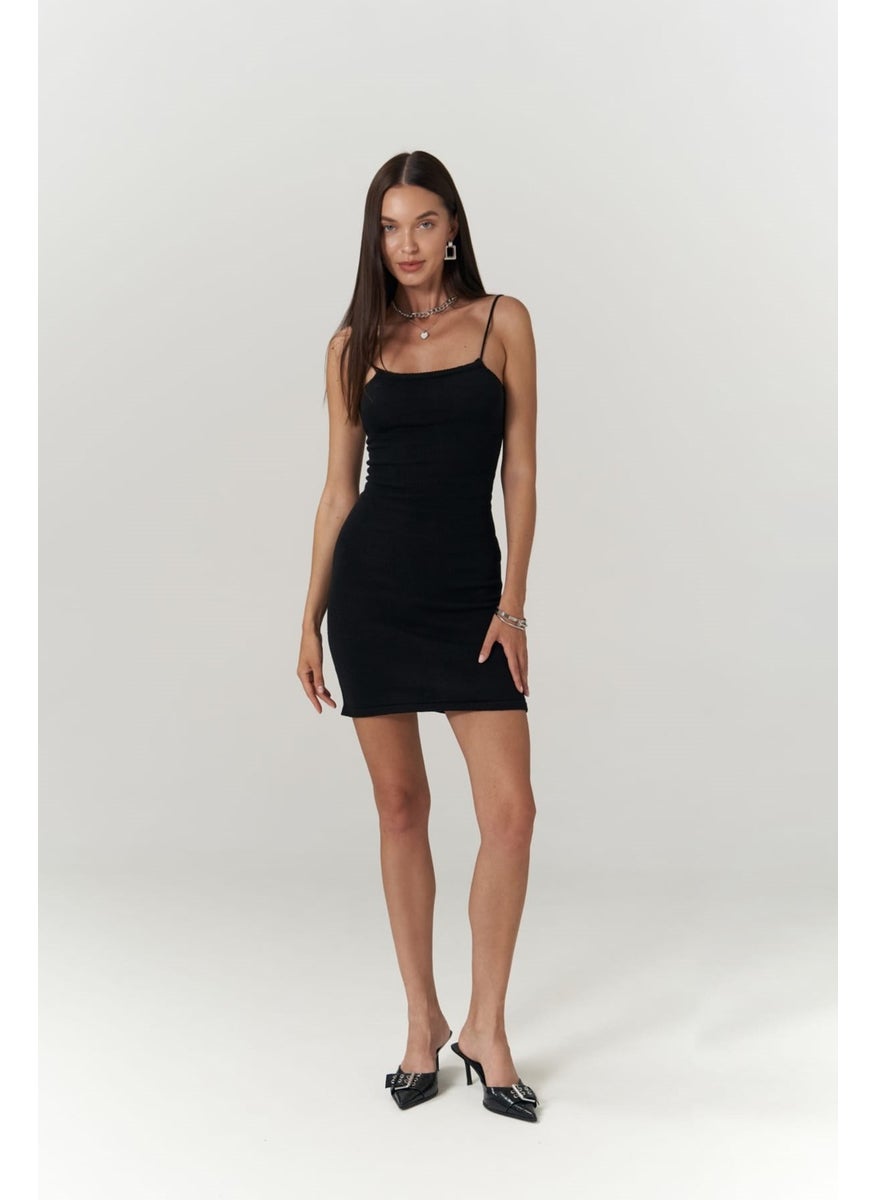 Sunrise Black Backless Short Knit Dress