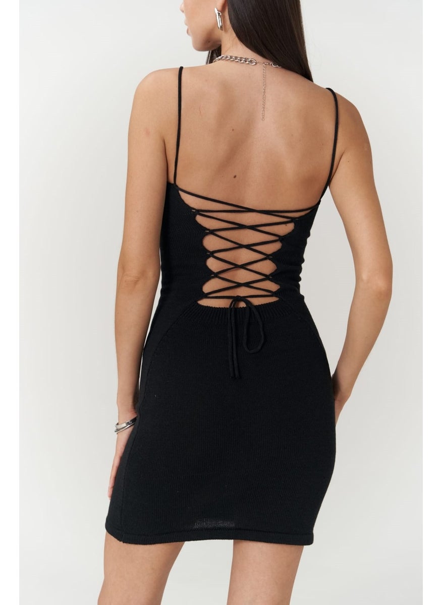 Sunrise Black Backless Short Knit Dress