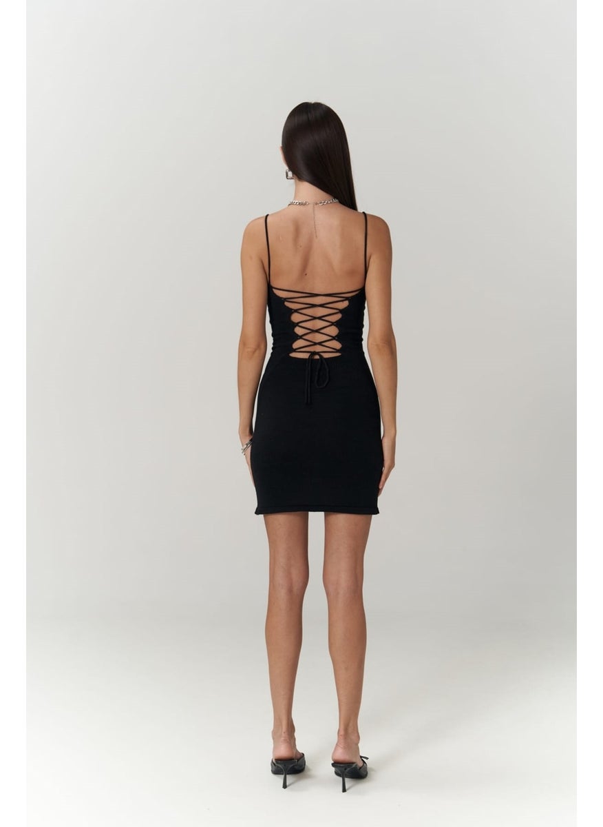 Sunrise Black Backless Short Knit Dress