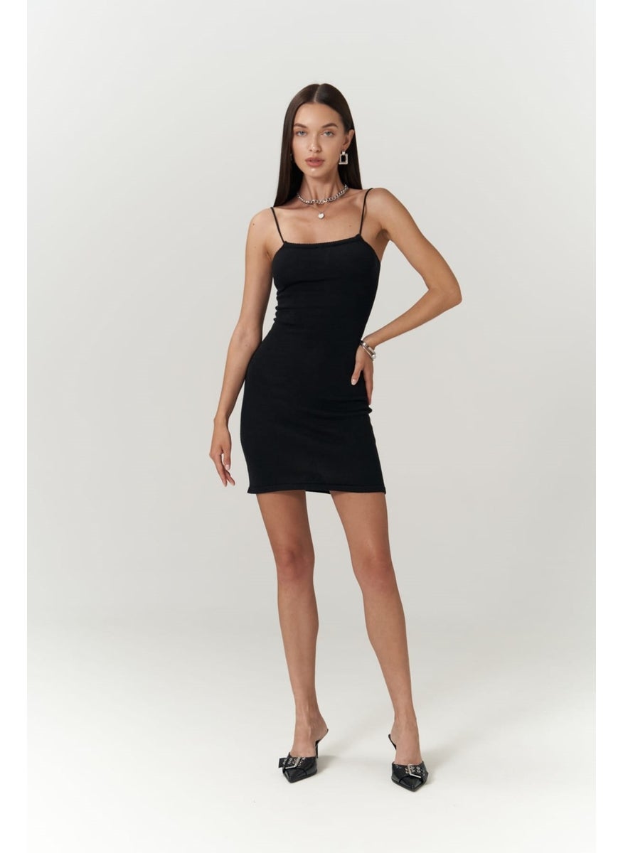 Sunrise Black Backless Short Knit Dress