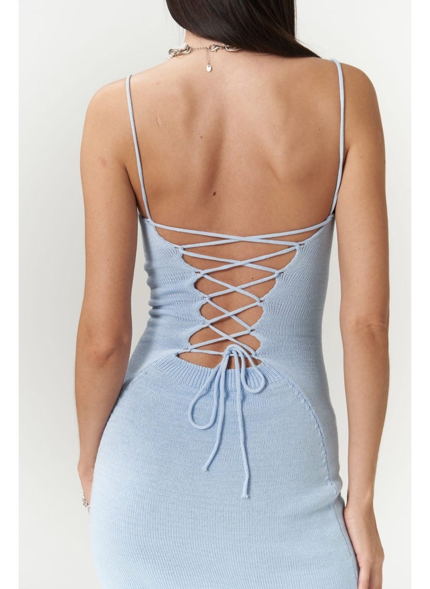 Sunrise Blue Backless Short Knit Dress