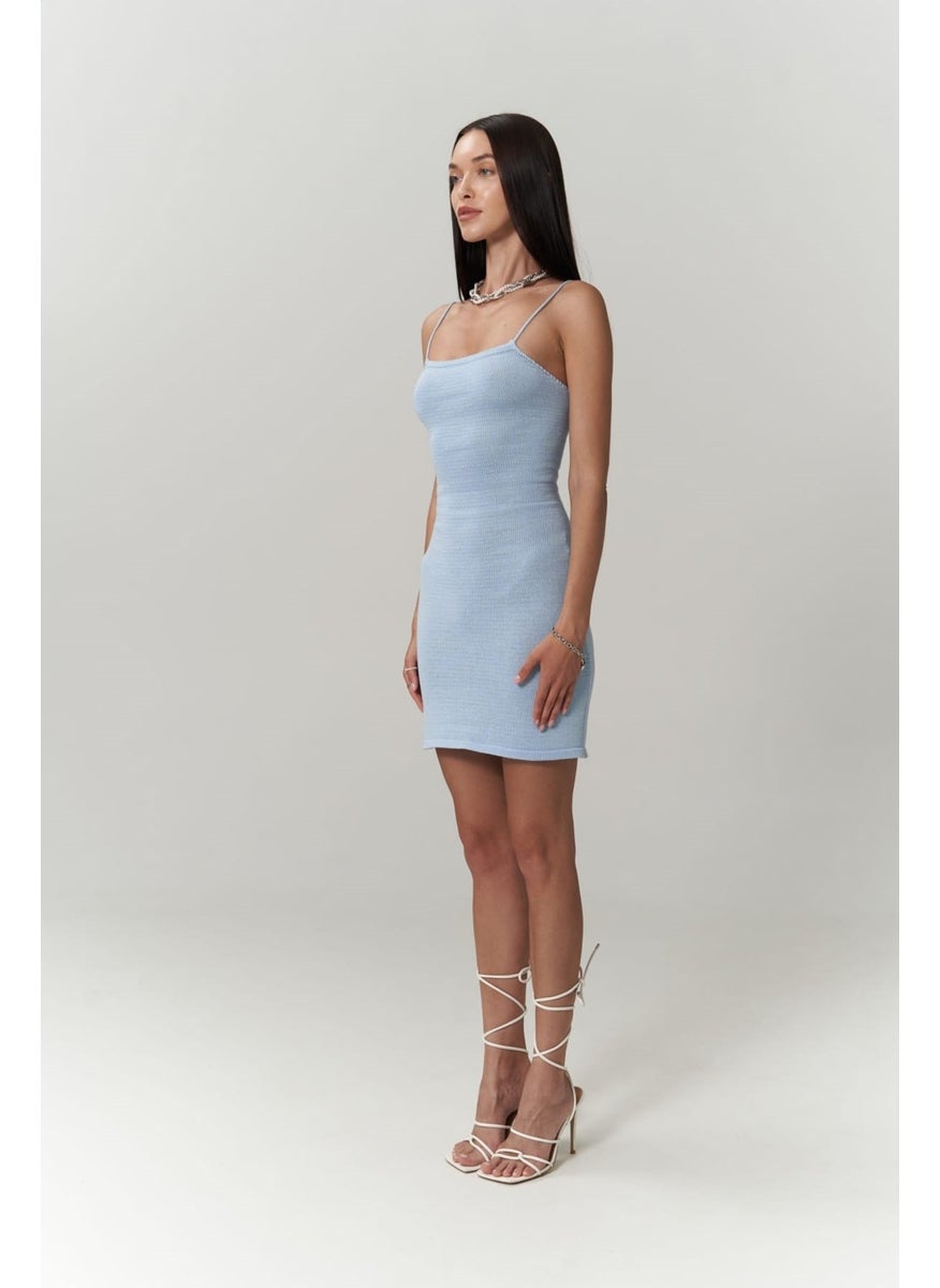 Sunrise Blue Backless Short Knit Dress