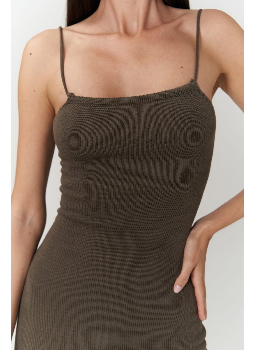 Sunrise Brown Backless Short Knit Dress