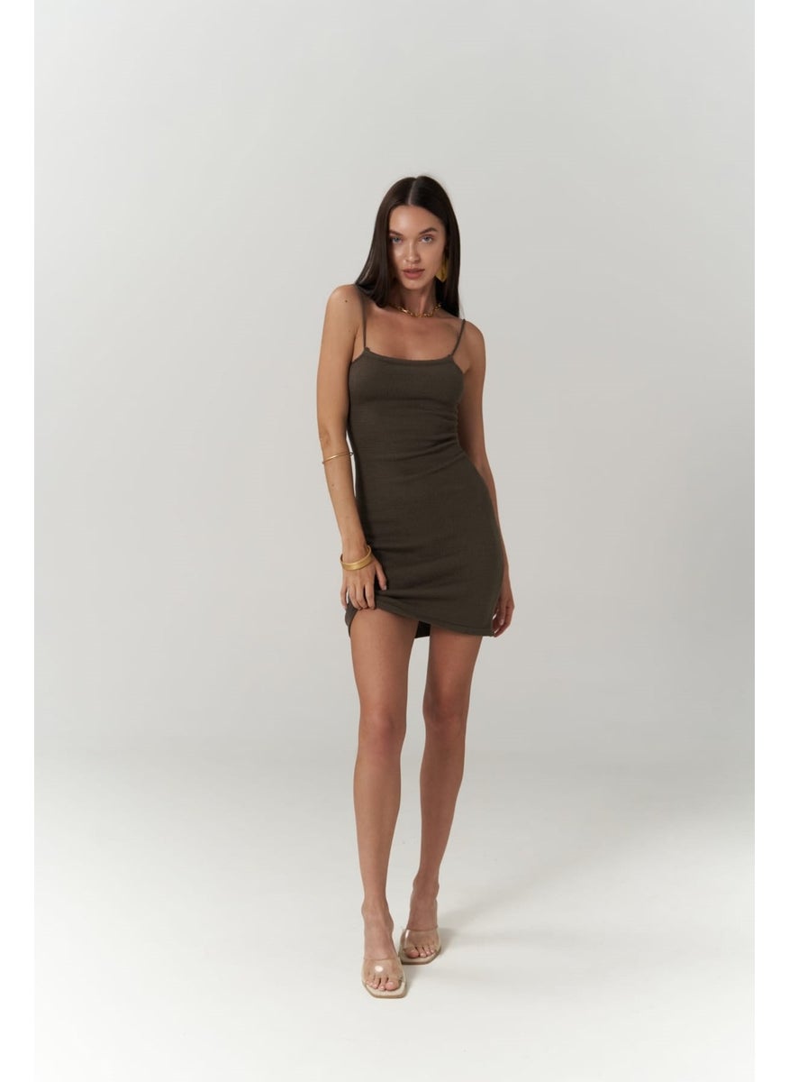 Sunrise Brown Backless Short Knit Dress