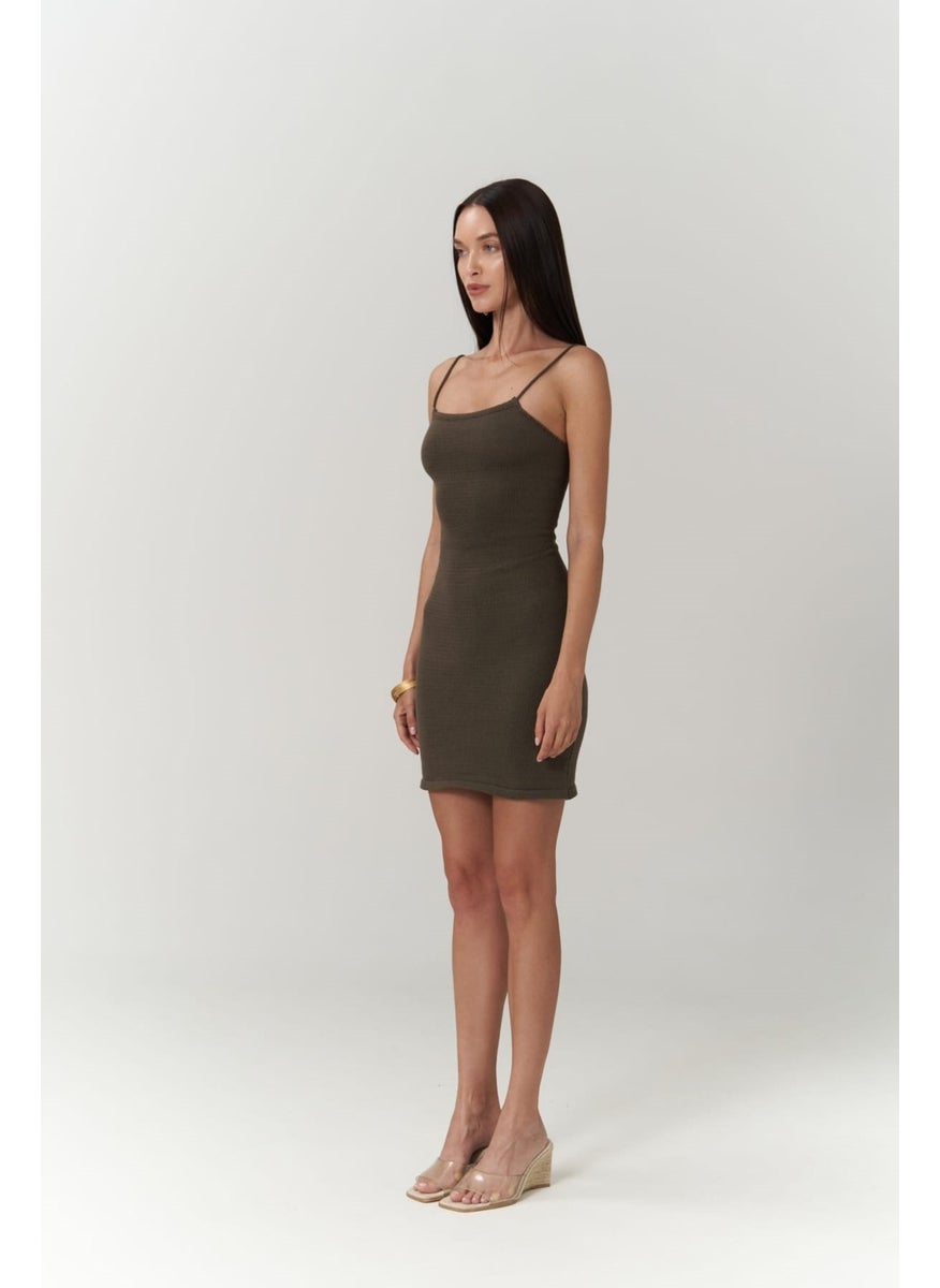Sunrise Brown Backless Short Knit Dress