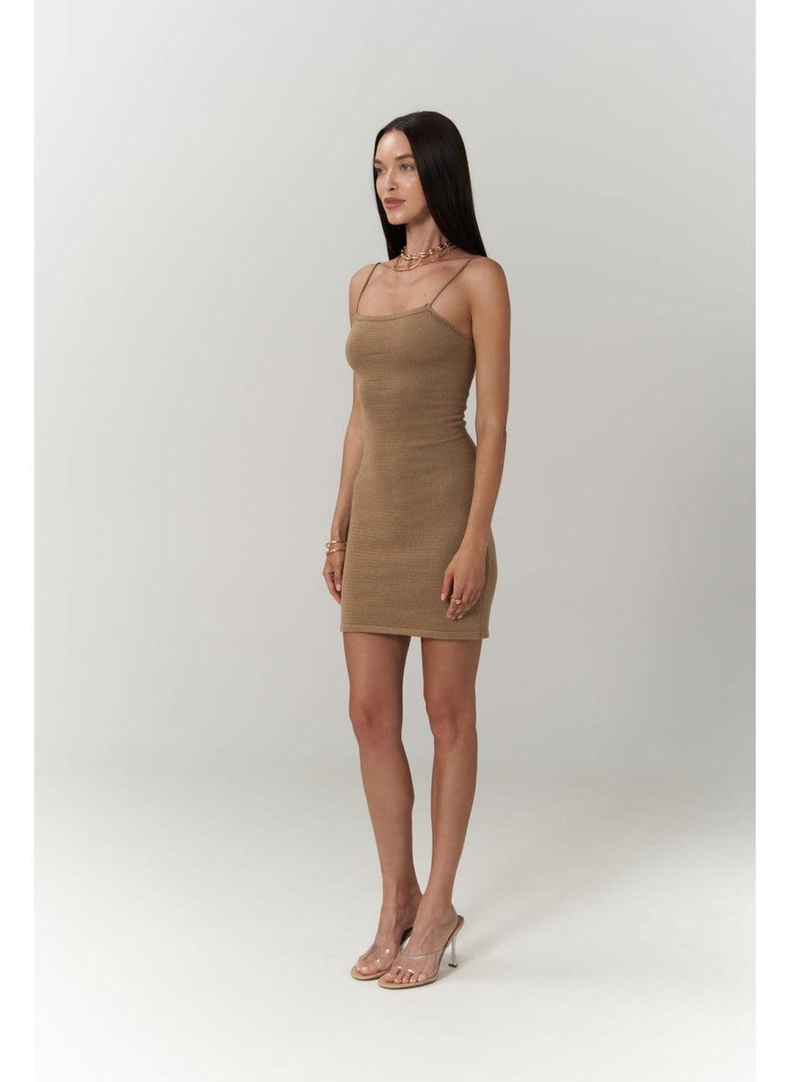Sunrise Mink Backless Short Knit Dress