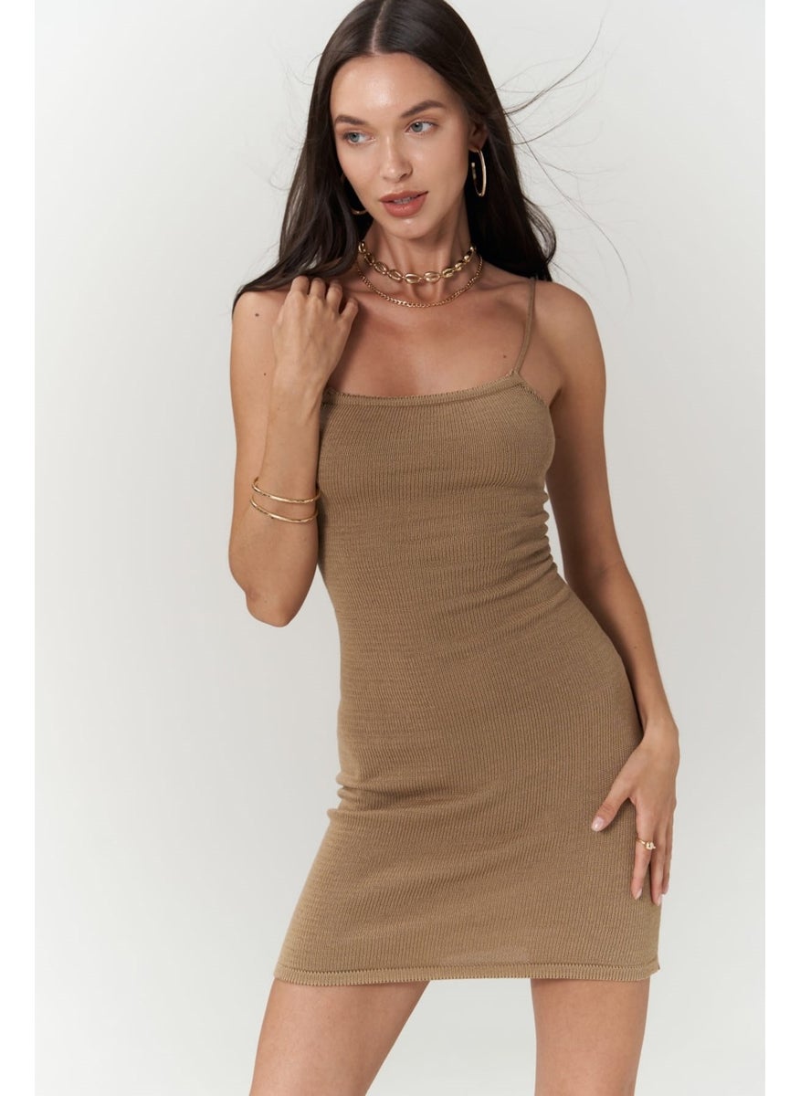 Sunrise Mink Backless Short Knit Dress