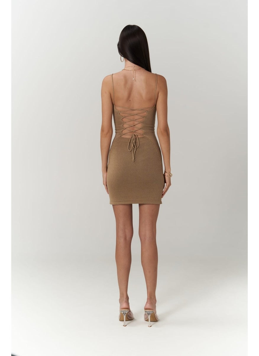 Sunrise Mink Backless Short Knit Dress