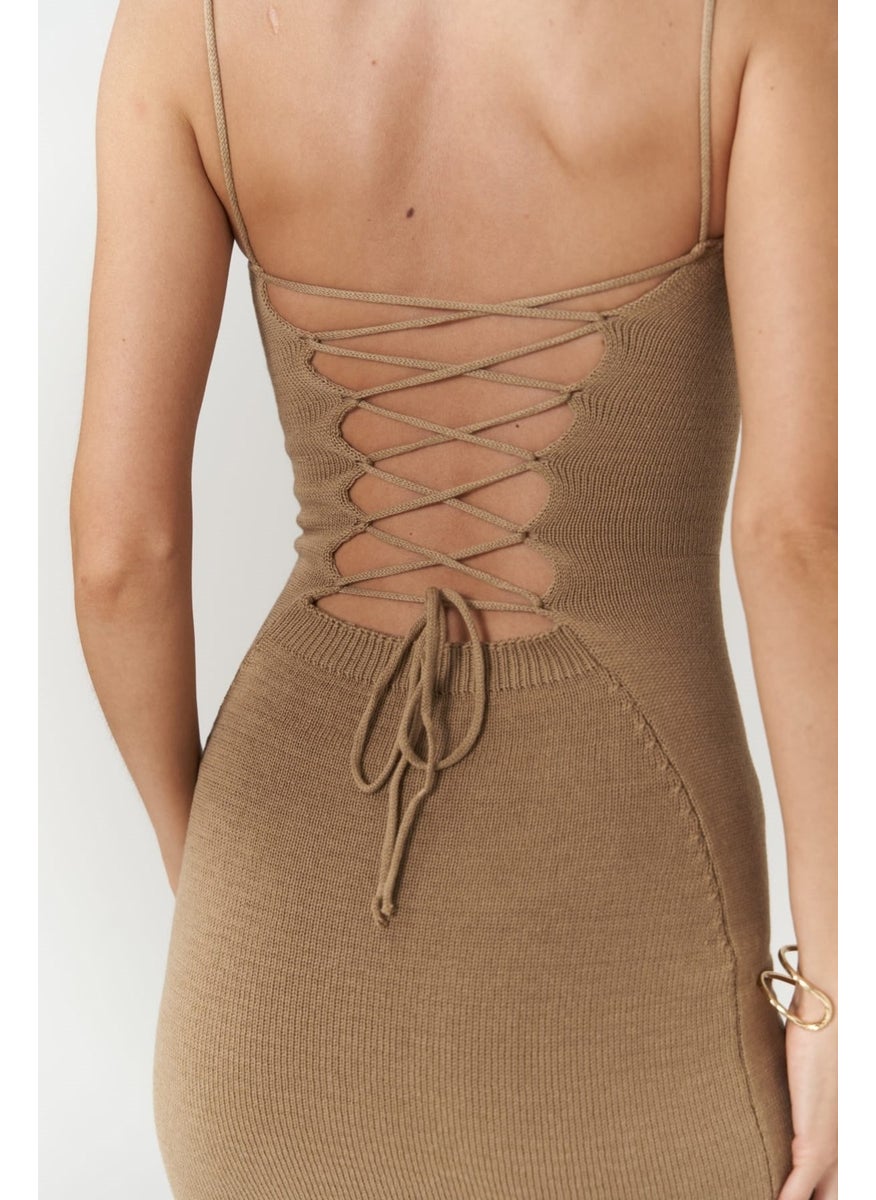 Sunrise Mink Backless Short Knit Dress