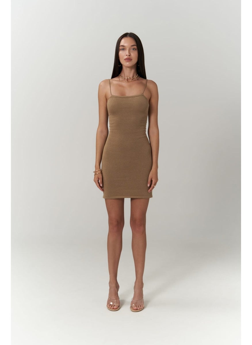 Sunrise Mink Backless Short Knit Dress