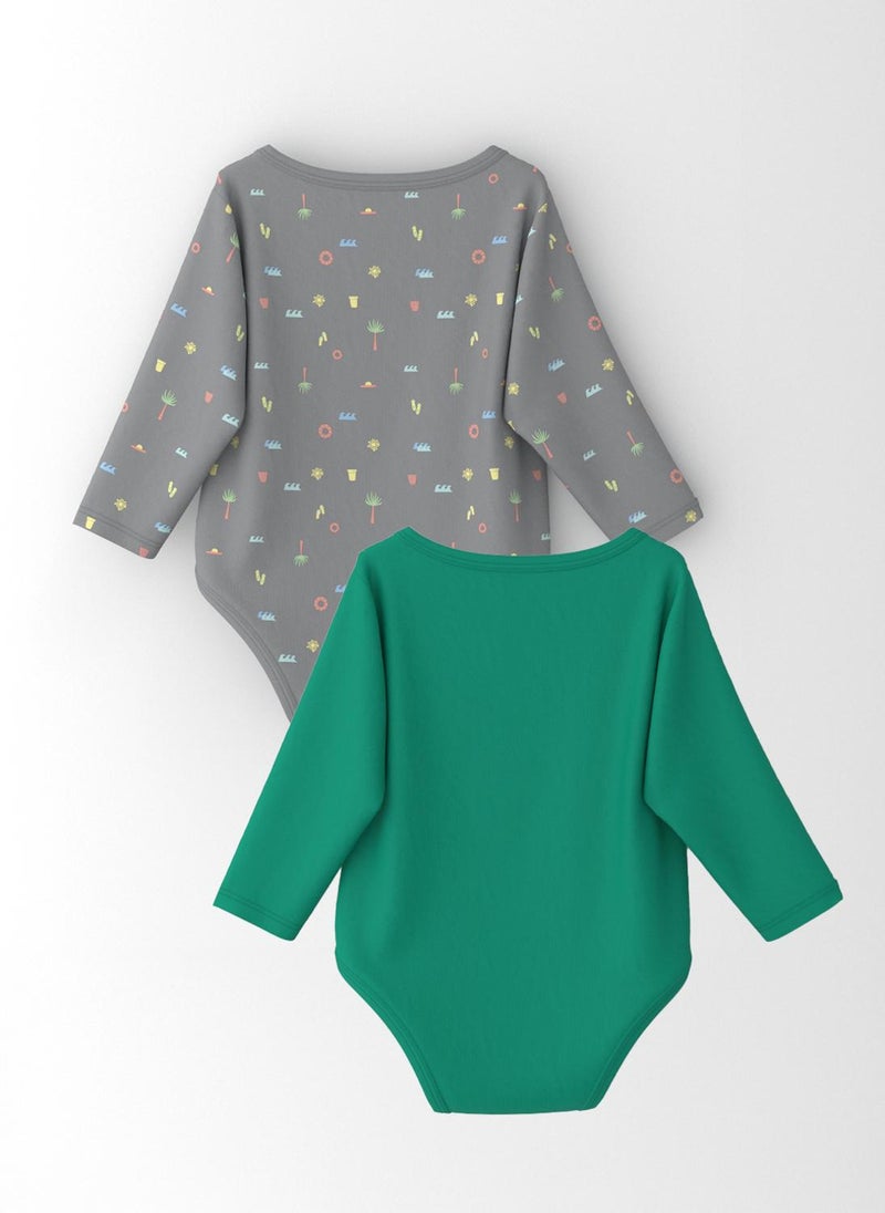Nautinati Infants' Cotton Pack of 2 Ocean Print Bodysuit