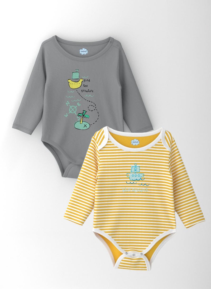 Nautinati Infants' Cotton Pack of 2 Ocean Print Bodysuit