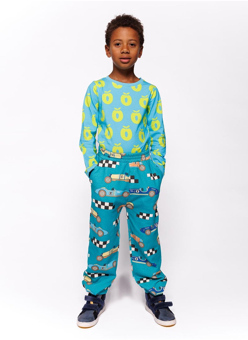 Pants with race cars