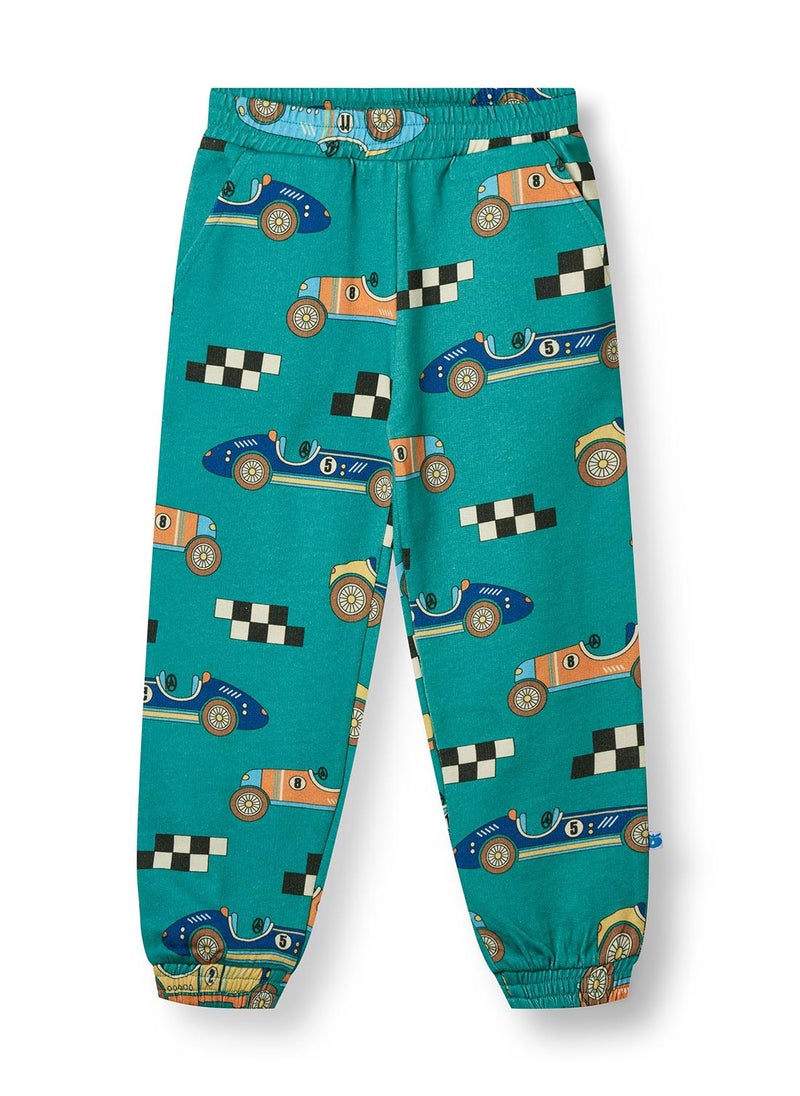 Pants with race cars