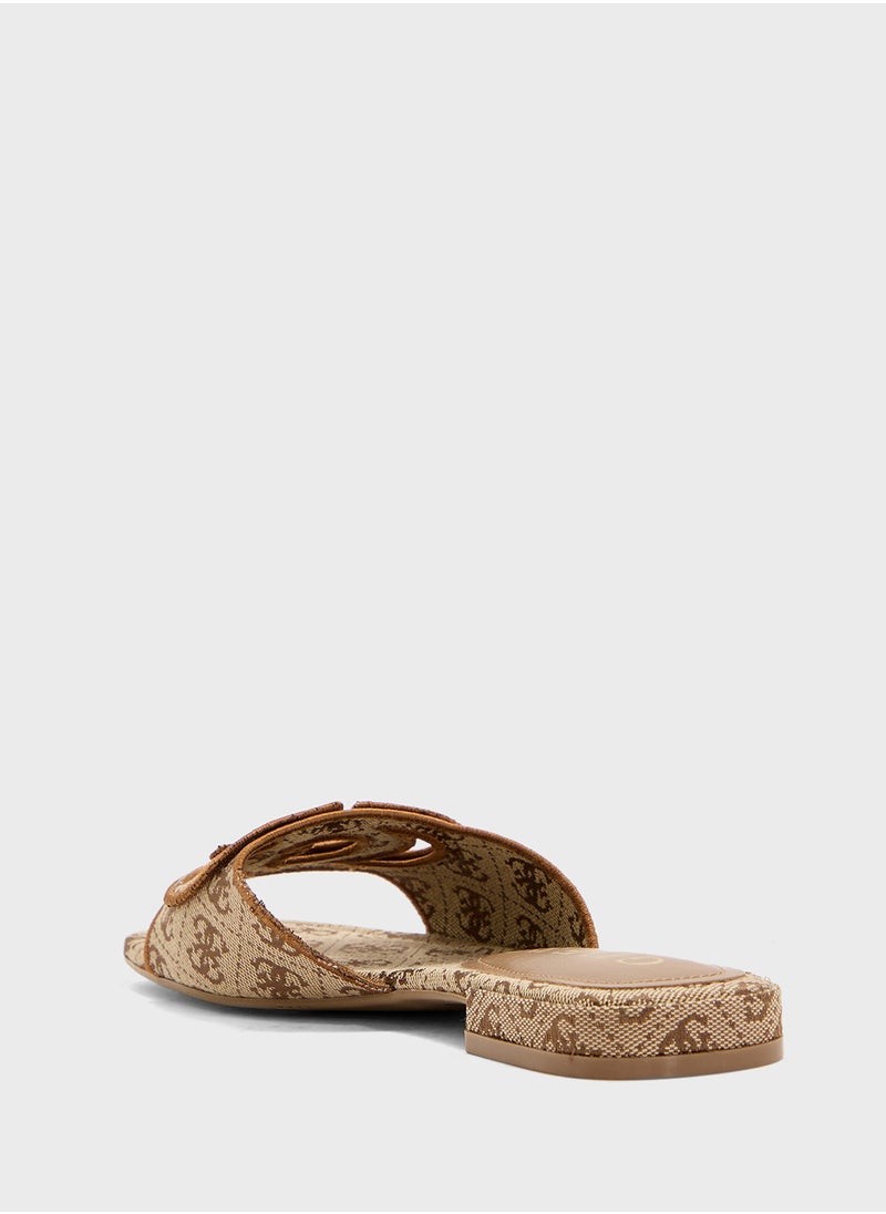 Jacquard Single Strap Low Heel Sandals