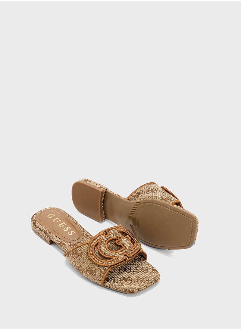 Jacquard Single Strap Low Heel Sandals