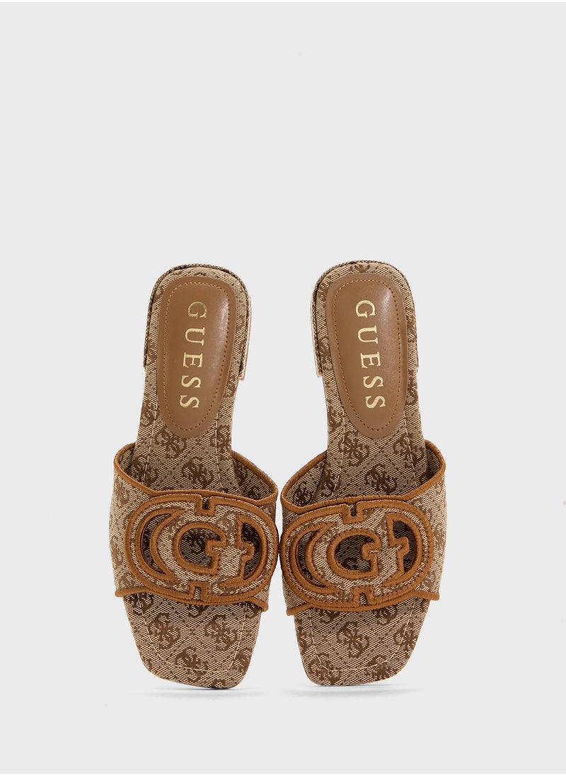 Jacquard Single Strap Low Heel Sandals