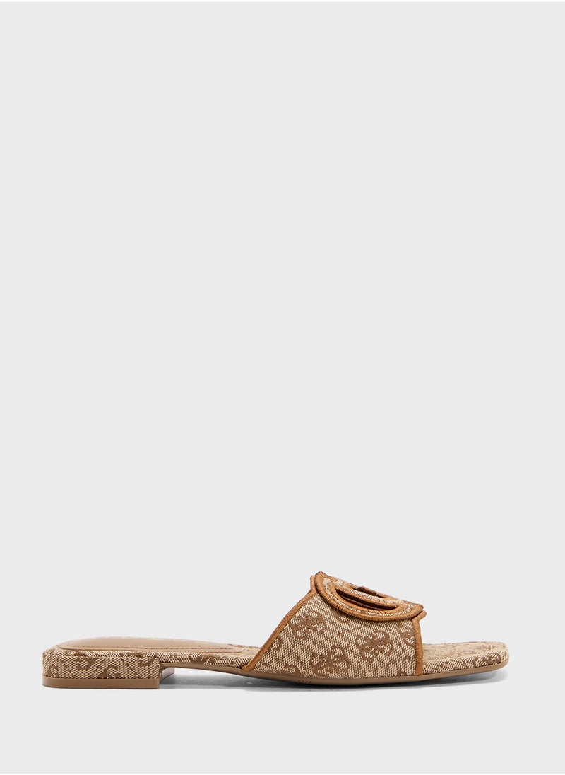 Jacquard Single Strap Low Heel Sandals