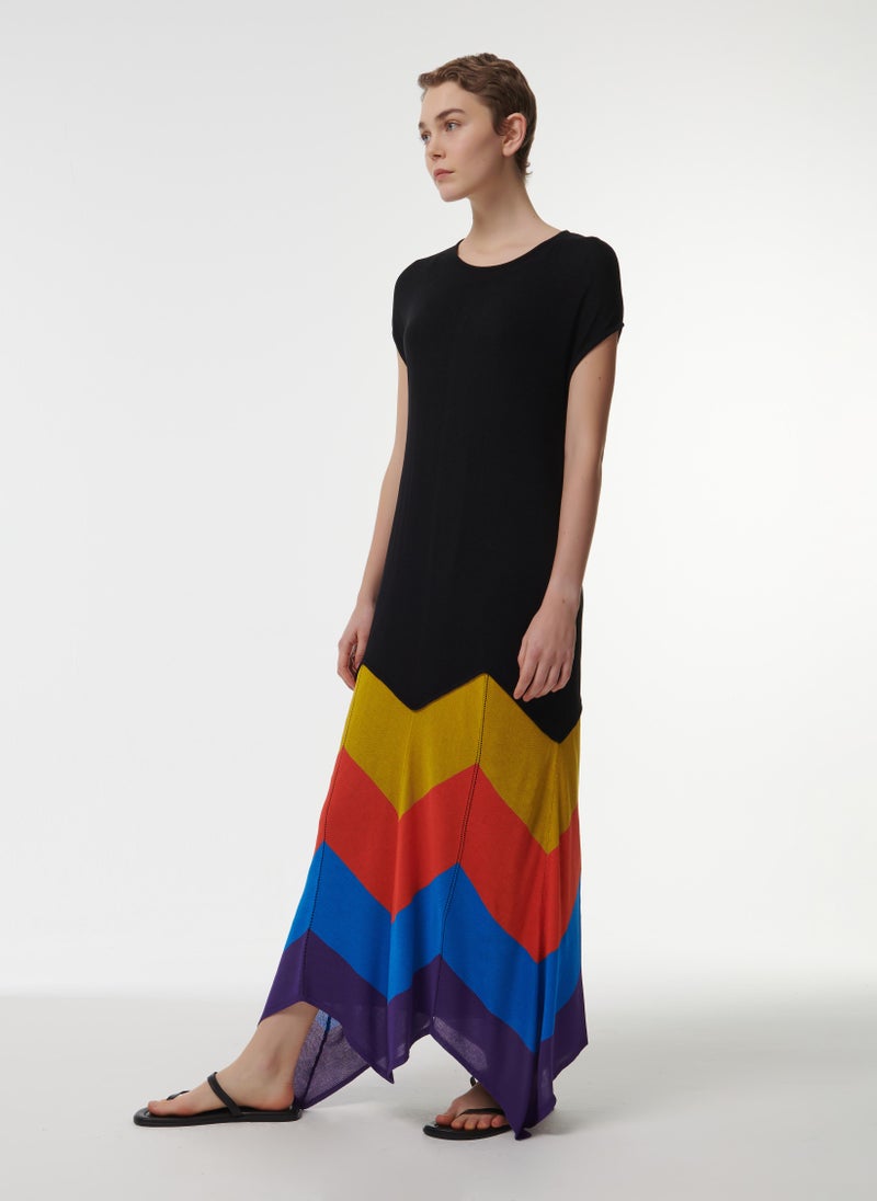 Contrast Colour Knitted Kaftan