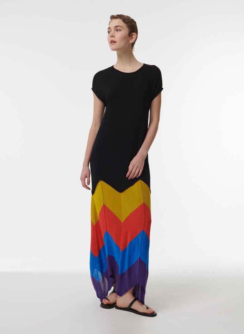 Contrast Colour Knitted Kaftan