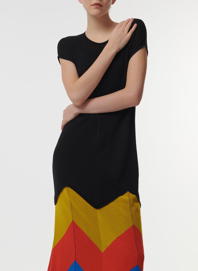 Contrast Colour Knitted Kaftan