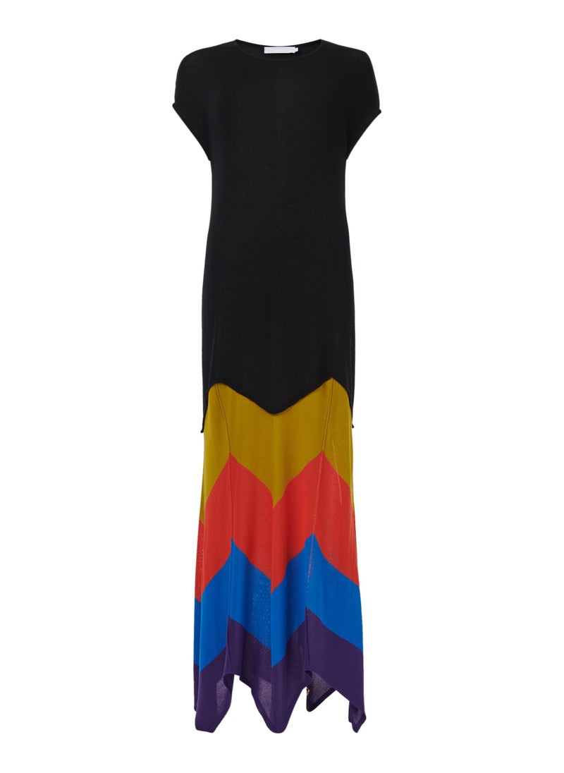 Contrast Colour Knitted Kaftan