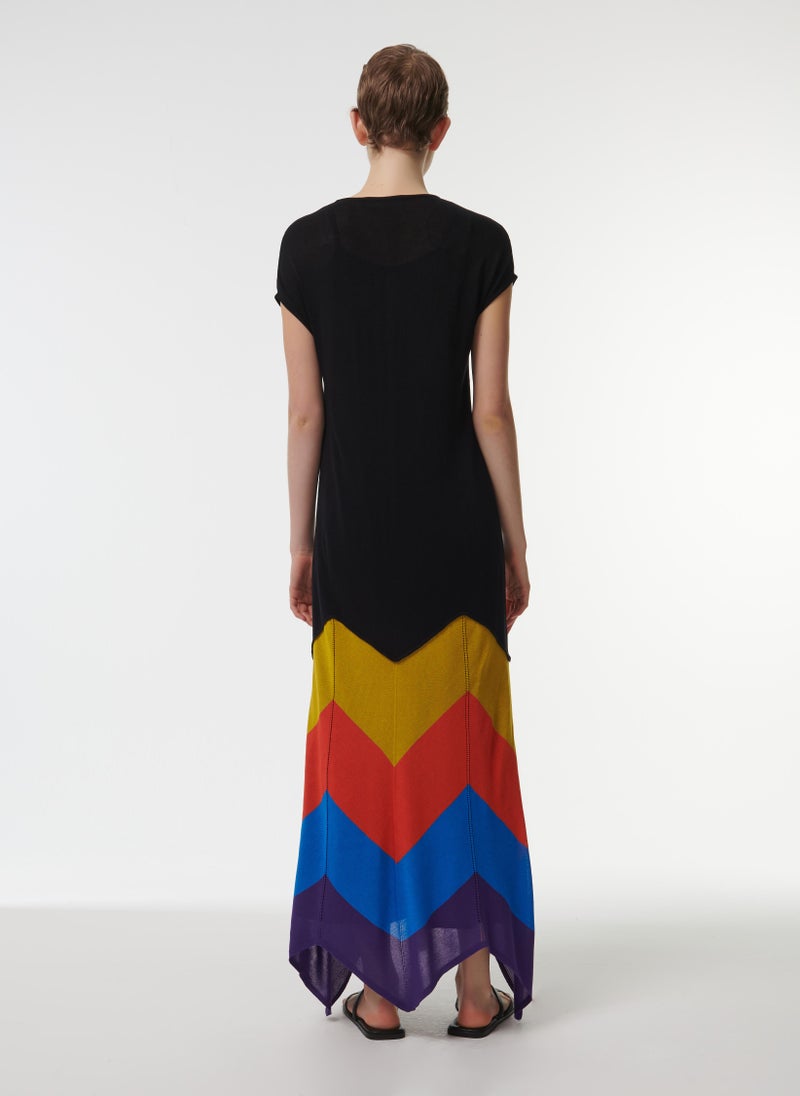 Contrast Colour Knitted Kaftan