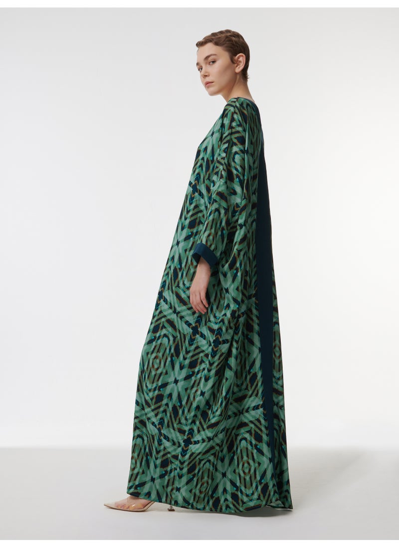 Contrast Panel Printed Kaftan