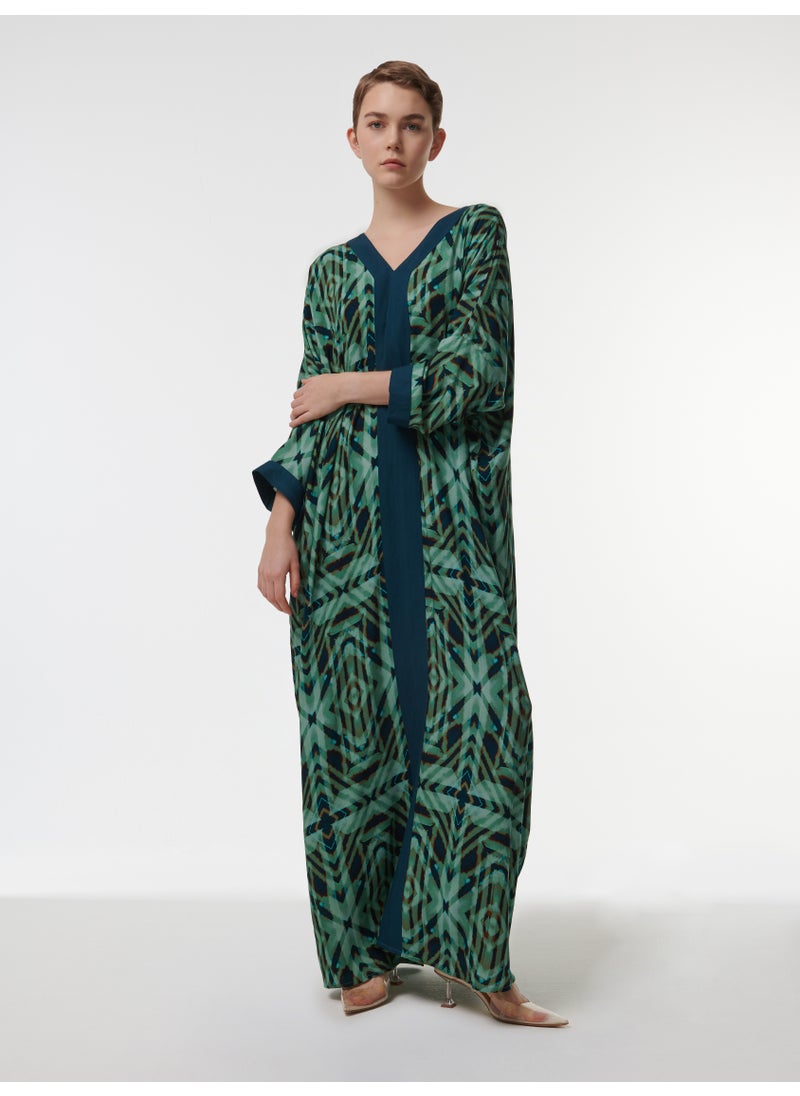 Contrast Panel Printed Kaftan