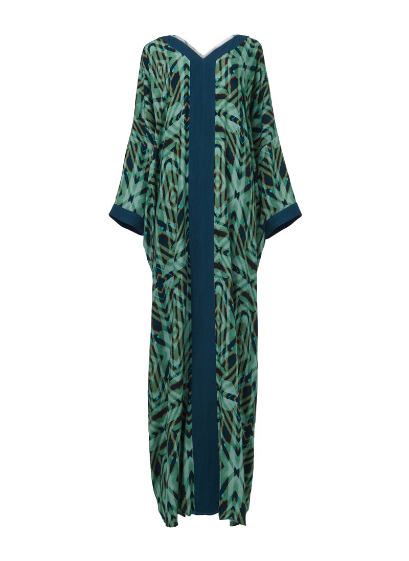 Contrast Panel Printed Kaftan