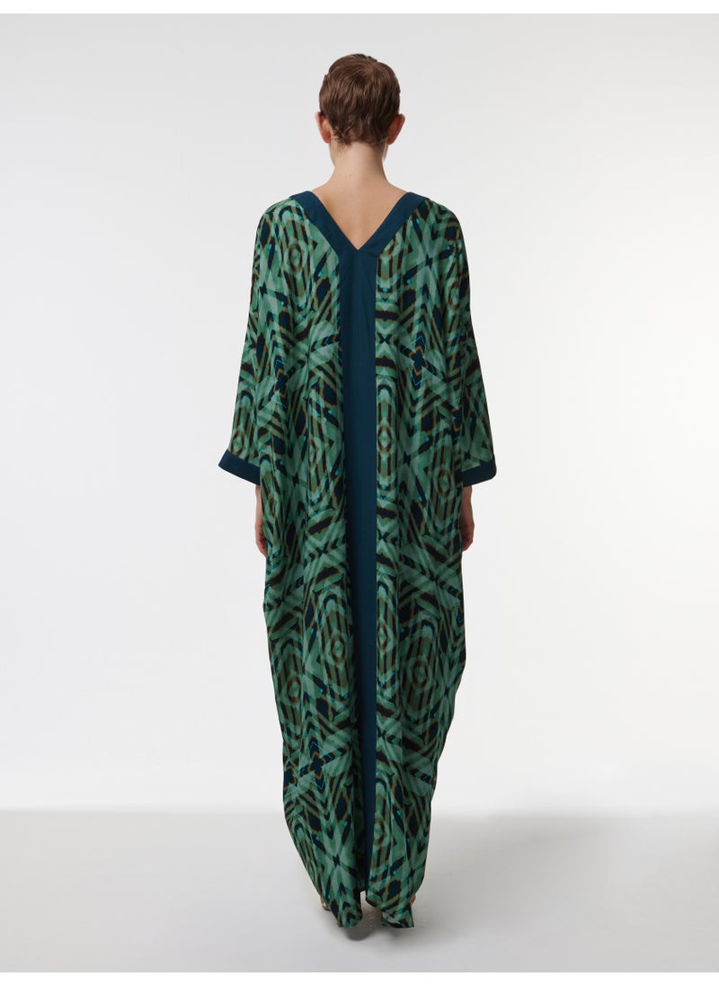Contrast Panel Printed Kaftan