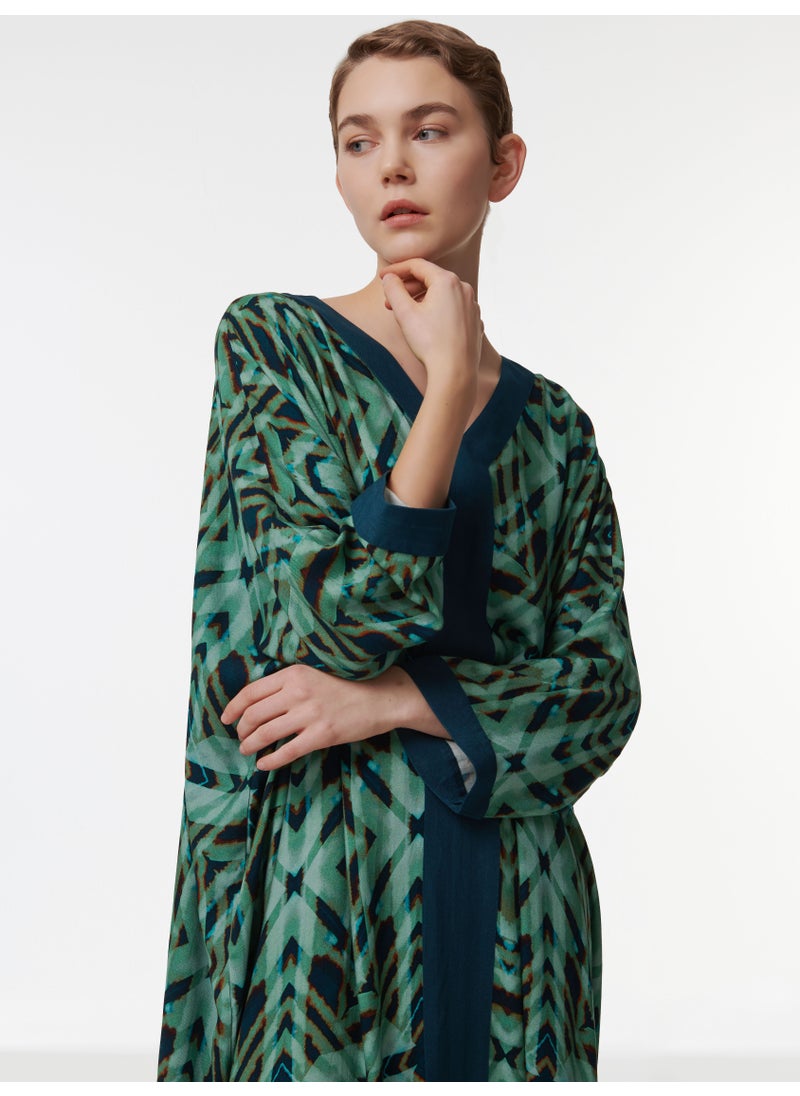 Contrast Panel Printed Kaftan