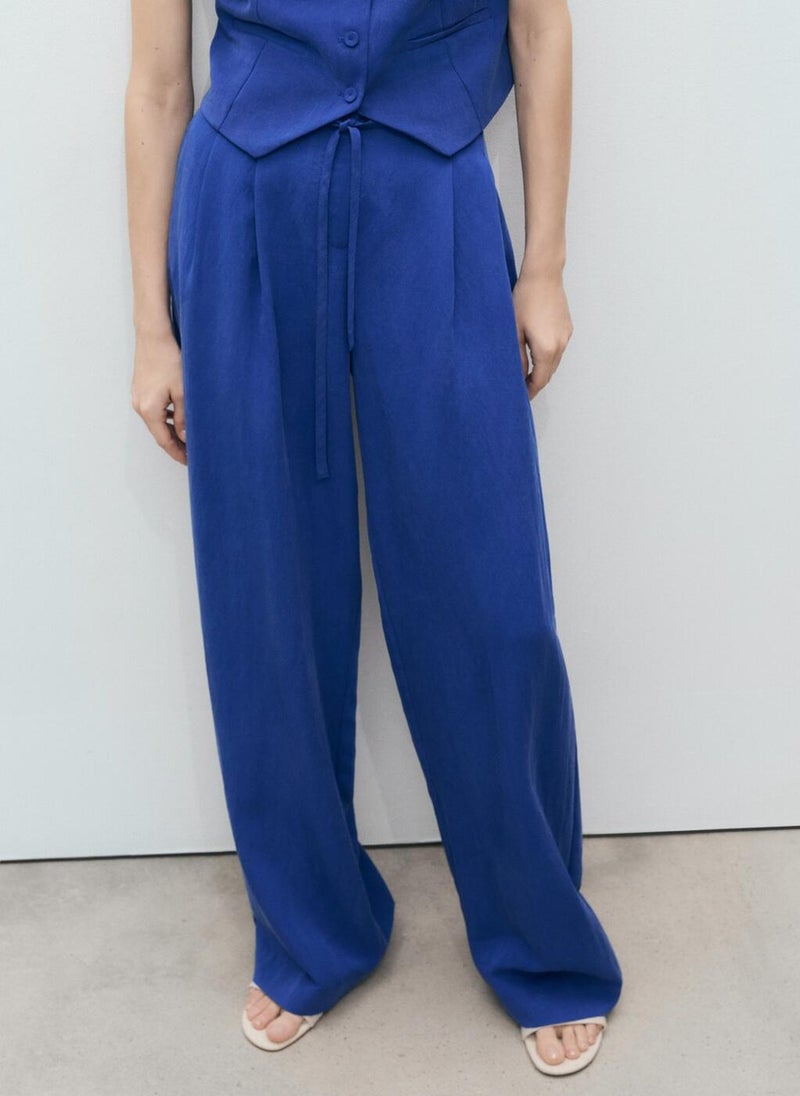 Lyocell Suit Trousers With Bow Belt