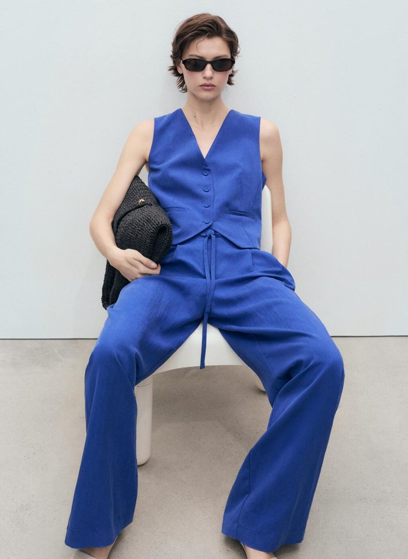 Lyocell Suit Trousers With Bow Belt