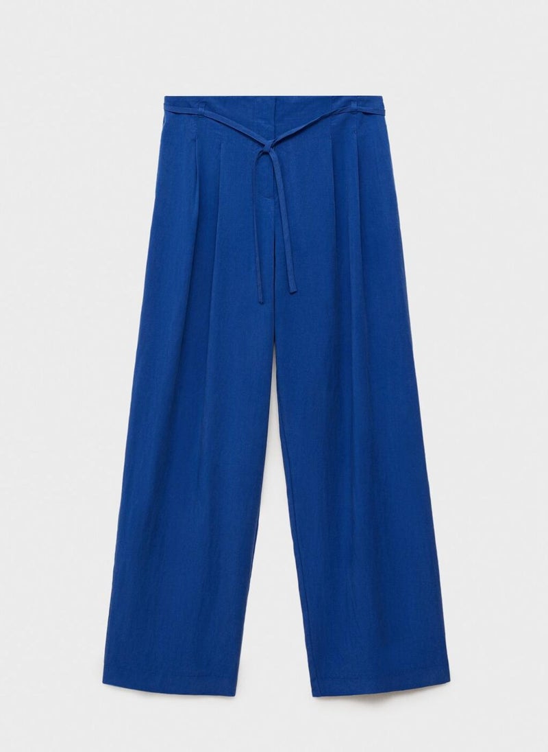 Lyocell Suit Trousers With Bow Belt
