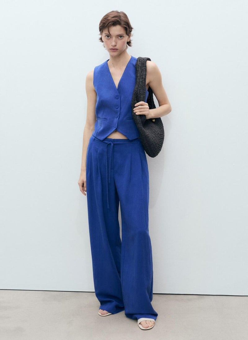 Lyocell Suit Trousers With Bow Belt
