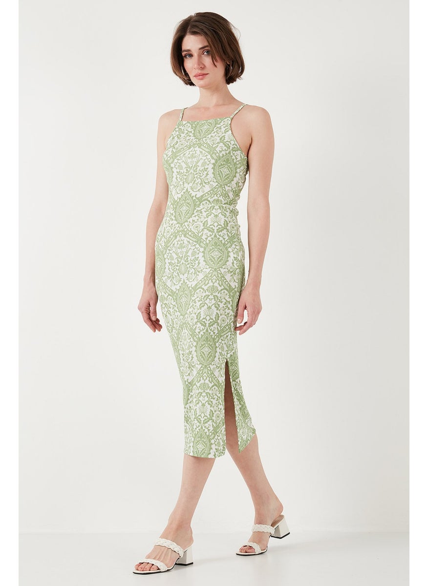 Rope Strap Fitted - Fitted Slit Midi Dress Women's Dress 5865573