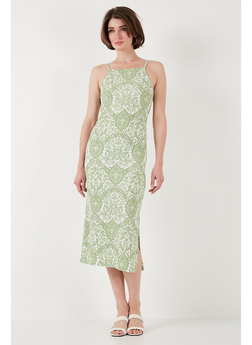 Rope Strap Fitted - Fitted Slit Midi Dress Women's Dress 5865573