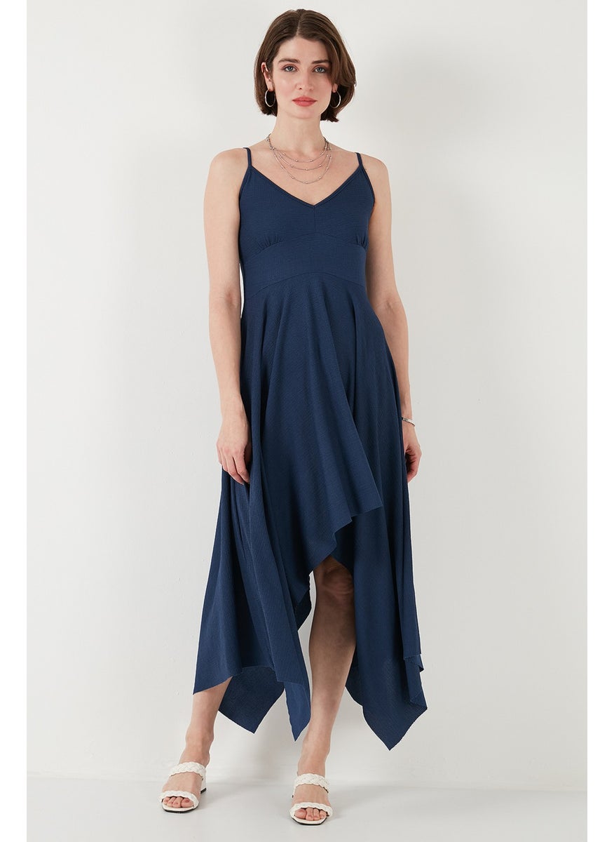Asymmetric Cut Regular Fit Midi Length Strappy V Neck Dress Women's Dress 5866131