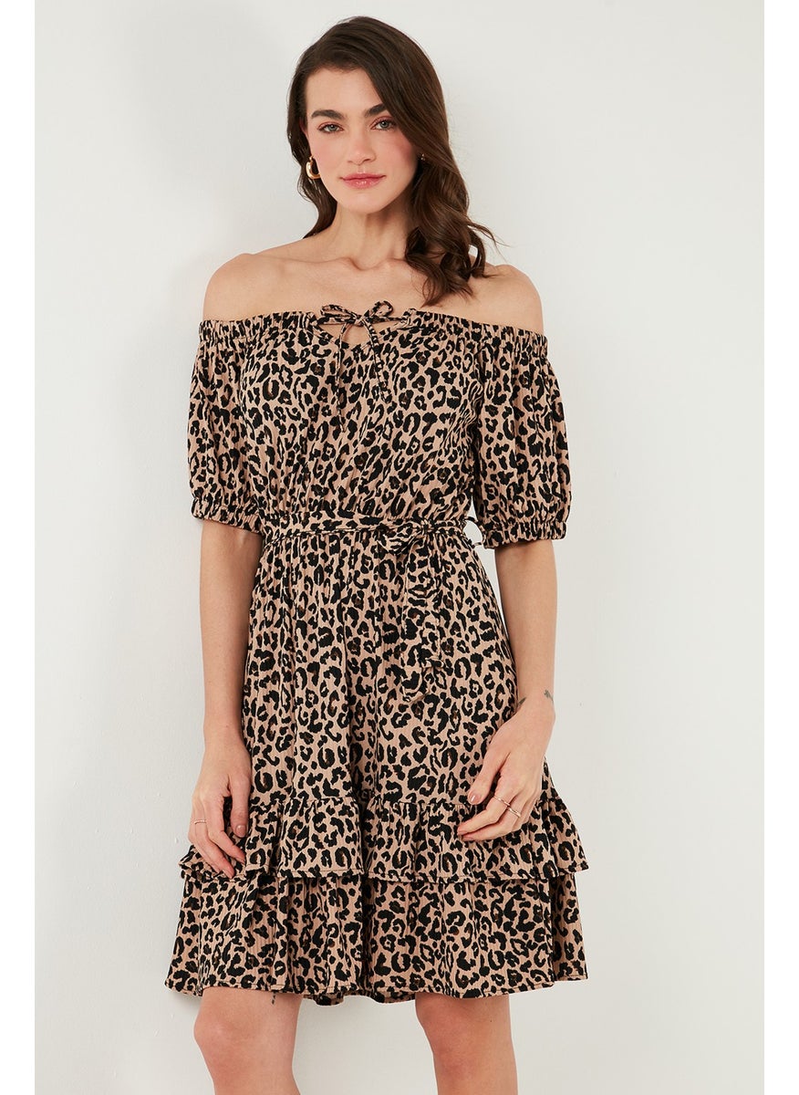 Carmen Collar Tie Detail Flounce Dress Women's Dress 5869004