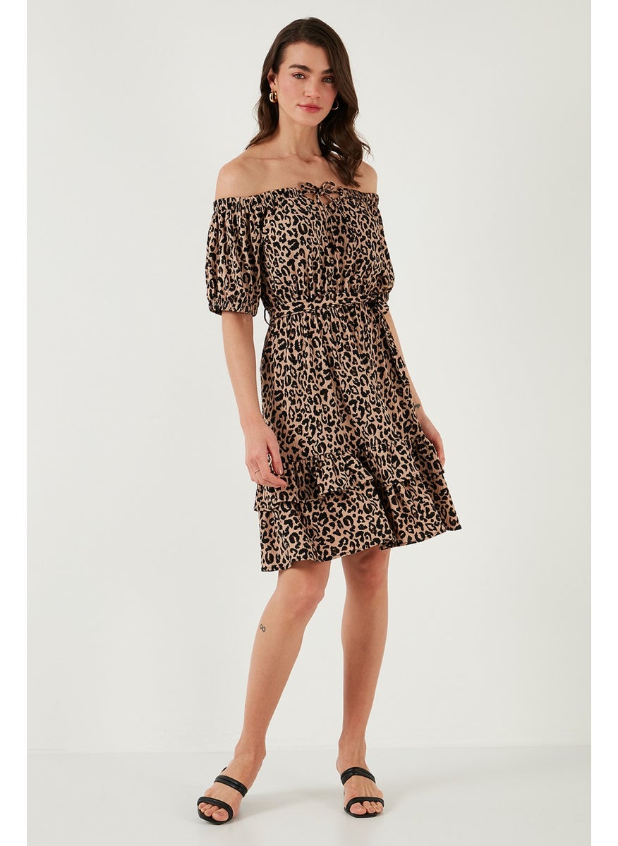 Carmen Collar Tie Detail Flounce Dress Women's Dress 5869004