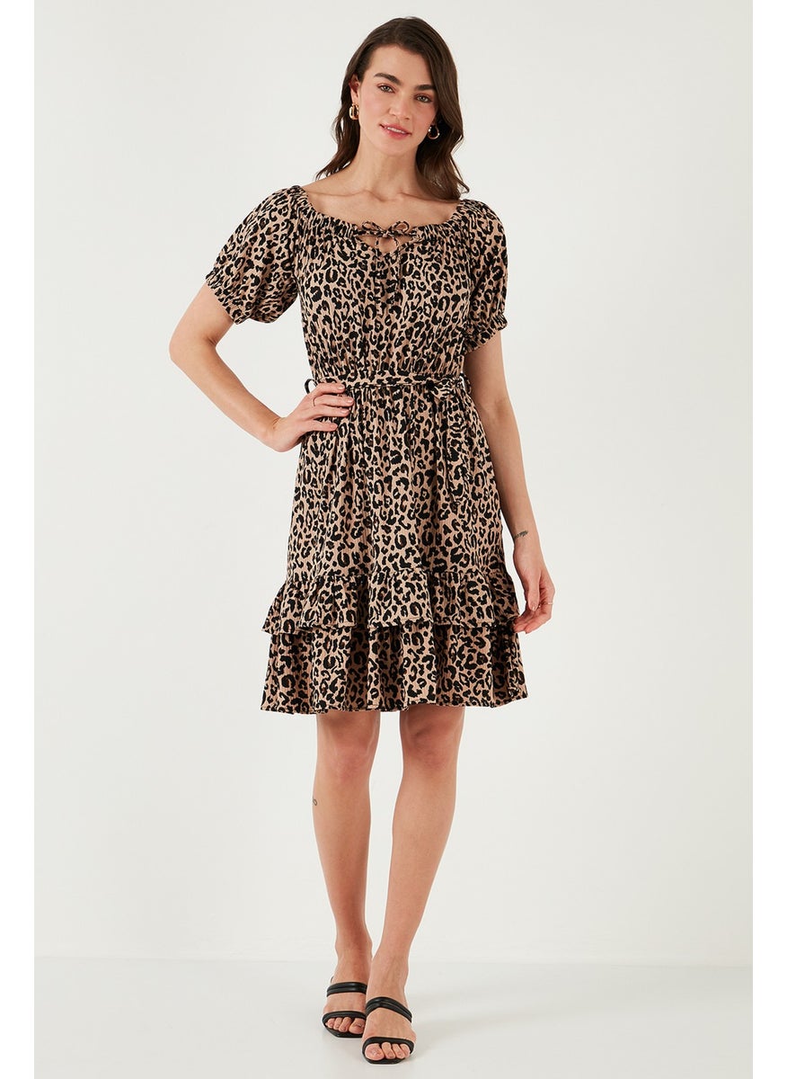 Carmen Collar Tie Detail Flounce Dress Women's Dress 5869004