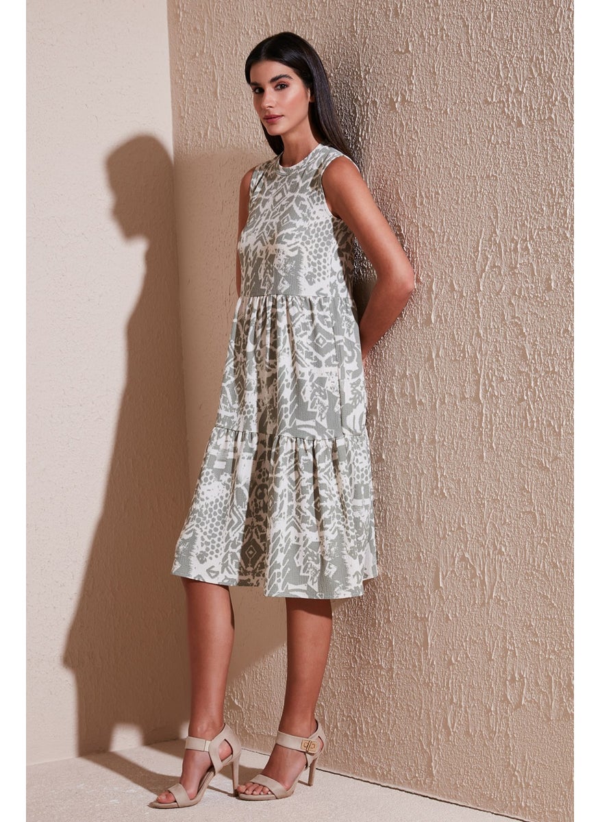 Patterned Regular Fit Sleeveless Dress Women's Dress 5865731