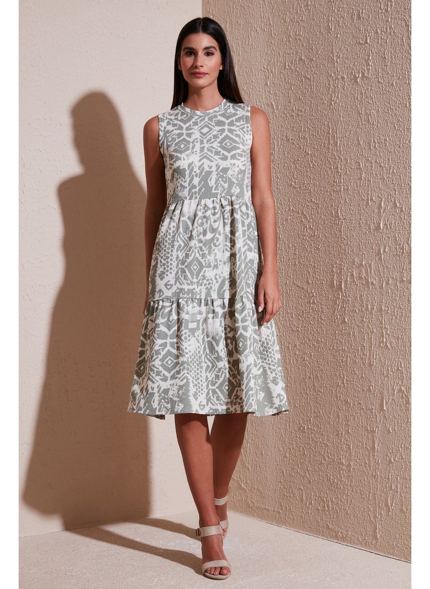 Patterned Regular Fit Sleeveless Dress Women's Dress 5865731
